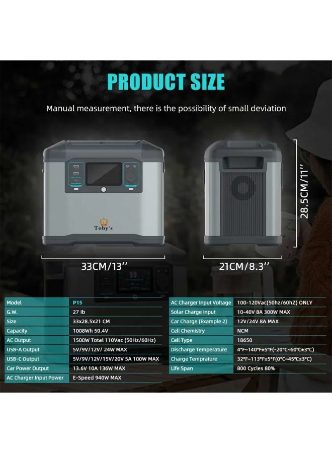 Toby's Toby’s TBS-273A Portable Power Station 1500W 1008Wh Fast Charging - Image 5
